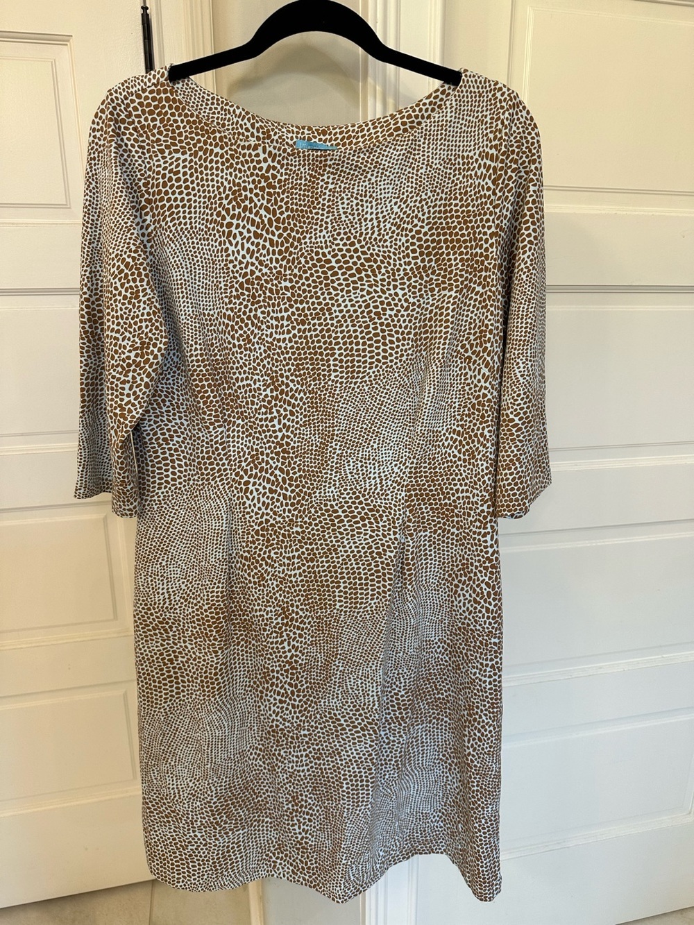 J McLaughlin Mari Dress Womens XL Brown Blue Animal Print Stretch Catalina Cloth